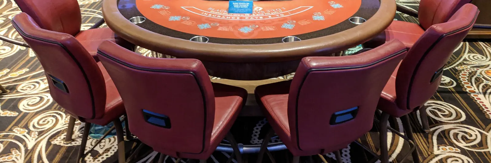 Blackjack table at Del Lago Resort and Casino