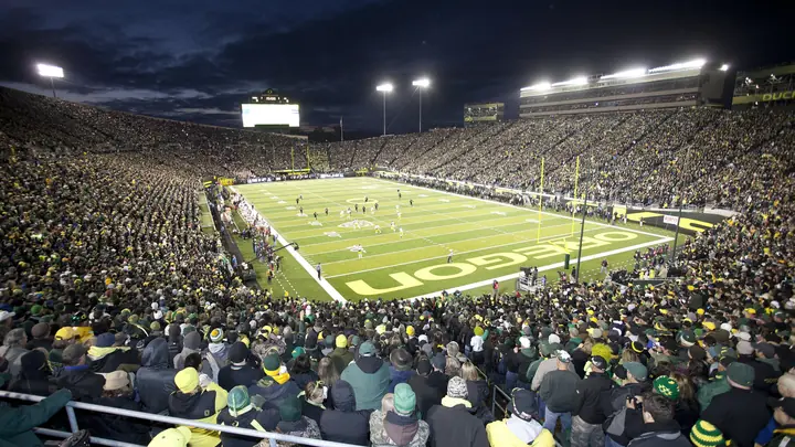 Image from a football game at Autzen Stadium on 19 Nov 2011, between Oregon and USC.